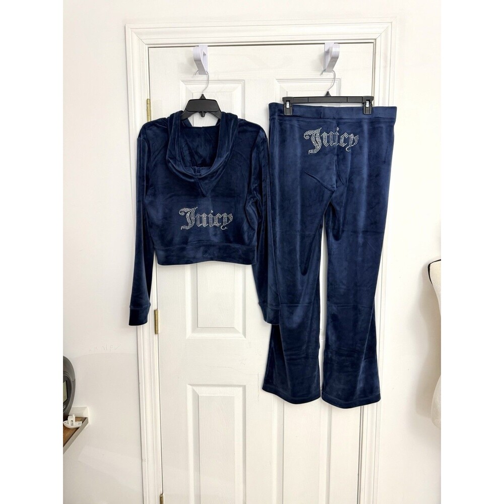 Juicy Couture Navy Velour Hoodie & Pants Set